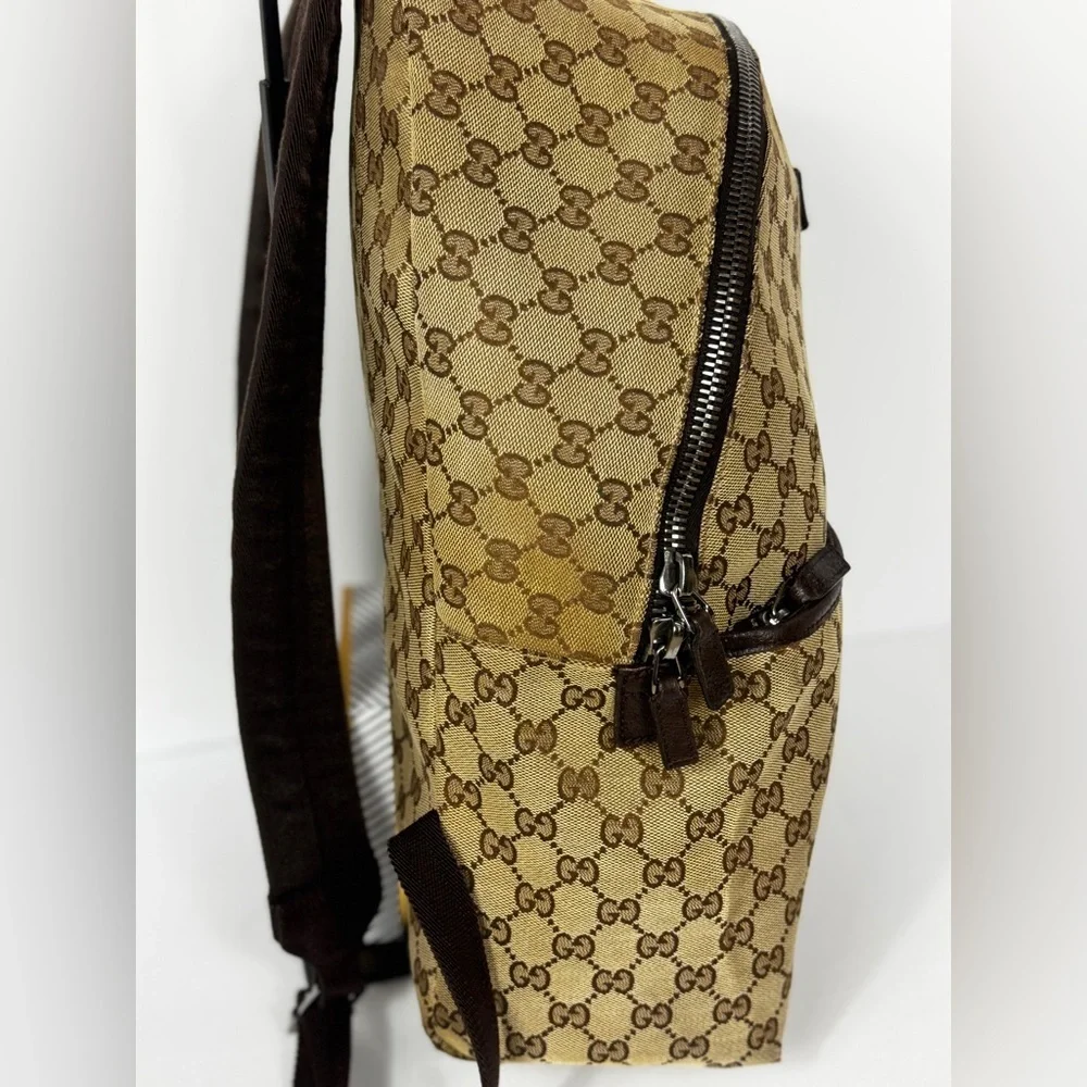 Gucci GG Supreme Cambas Web Monogram Beige and Green Backpack